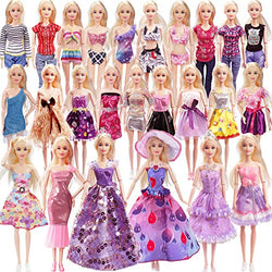 36 Pack Doll Clothes and Accessories - 1 Princess Dress 5 Fashion Dress Cloth 3 Top and Pants 3 Bikini Swimsuits 10 Shoes 14 Other Doll Accessories Size Suit for 11.5 Inch Dolls