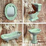 BESTLEE Dollhouse Furniture Miniature Bathroom Accessories Set 4PCS-1:12 Scale (Light Green)