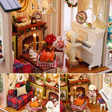 MAGQOO DIY Miniature Dollhouse Kit DIY Mini Dollhouse Kit Mini Wooden Doll House Kit Creative Room with Dust Cover(Holiday Times)