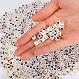 800Pcs White Gold A-Z Alphabet Beads,Cube 6x6mm Acrylic Letter Bead with Box and String for Bracelets,Necklaces,Jewelry Key Chains Making