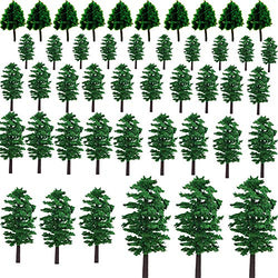 NW 55pcs Mixed Model Trees Model Train Scenery Architecture Trees Model Scenery with No Stands Street View Model Scale for Model Building Dollhouse Decoration (55pcs All Green（1.57-3.54inch）)