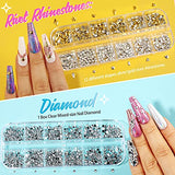 5 Box 11440pcs Nails Rhinestones and 36 Pots Foils Flakes, Teenitor Professional Nail Decoration with Gems for Nails Stud Foil for Nails Art