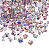 Bememo 3456 Pieces Nail Crystals AB Nail Art Rhinestones Round Beads Flatback Glass Charms Gems