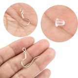 100 PCS/50 Pairs 925 Sterling Silver Earring Hooks Fish Hook Ear Wires French Wire Hooks Hypo-allergenic Jewelry Findings Earring Parts DIY Making with 100 PCS Clear Rubber Earring Safety Backs