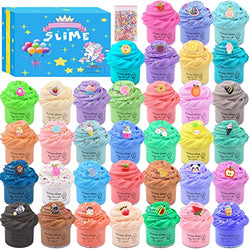 35 Pack Mini Butter Slime Kit, Scented Fluffy Slime Kits for Girs and Boys, with Unicorn Cute Slime Accessories, Super Soft & Non-Sticky, For Girls Boys Kids Scented Slime Party Fun Stress Relief Toys