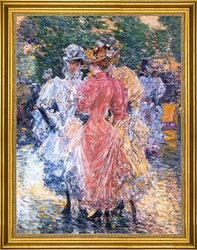 Art Oyster Frederick Childe Hassam Conversation on The Avenue - 21.05" x 28.05" Premium Canvas Print with Gold Frame