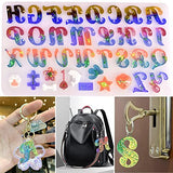Szecl Silicone Alphabet Resin Mold Large Letter Silicone Keychain Mold with Art Flower Edge, Cat Paw, Star, Dog Bone, Heart DIY Pendants for Jewelry Making with 1 Hand Drill 10 Drill Bits 20 Key Rings
