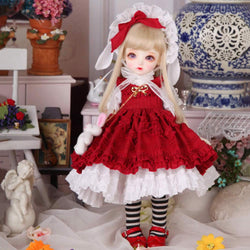 Y&D 1/6 BJD Doll Red Princess Skirt SD Dolls DIY Toy Children Birthday Gift Full Set + Makeup + Accessories