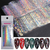 10 Sheets Snowflake Nail Foil Transfer Sticker - 3D Holographic Laser Winter Nail Art Stickers Decals Snowflake Flower Xmas Elk Christmas Foils Transfer DIY Manicure Nail Decorations for Women Girls