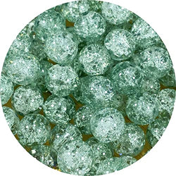 100pcs Crackle Glass Beads 10mm Crystal Glass Beads for Jewelry Making Round Spacer Beads Glass Crafts Beads Bulk Beads for Necklace Bracelet Earrings DIY Jewelry Crafts Making (Gray Green)