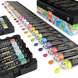 Arteza Acrylic Paint Set and Black Canvas Bundle, Painting Art Supplies for Artist, Hobby Painters & Beginners