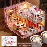 TuKIIE DIY Miniature Dollhouse Furniture Kit, 1:24 Scale Mini Wooden Doll House Accessories Plus Dust Proof & Music Movement for Kids Teens Adults(Dream Angels)