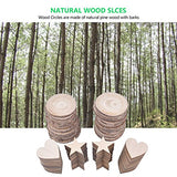 Wood Slices, 130Pcs Unfinished Natural Wood Circles for Crafts with 2.4"-2.8" Circle/Heart/Star