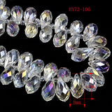 HYBEADS 100pcs 6x12mm Wholesale Drilled Drop Crystal Ab Beads Gemstone Loose Beads