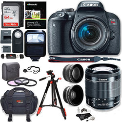 Canon EOS Rebel T7i Camera, EF-S 18-55 IS STM Lens Kit, Sandisk 64GB, Ritz Gear Premium SLR