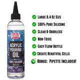 Acrylic Pouring Oil 100% Silicone - Large 8.4 Oz. Size (Includes Pipette)