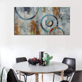 Canvas Wall Art Prints Abstract Geometry Circle Blocks Grey Brown Painting Picture One Panel Large Size Modern Artwork Framed Ready to Hang for Home and Office Décor 48"x24", Original Design