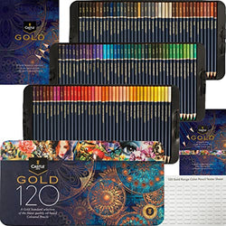 Castle Art Supplies Gold Standard 120 Coloring Pencils Set | Quality Oil-based Colored Cores Stay Sharper, Tougher Against Breakage | For Adult Artists, Colorists | In Presentation Tin Box