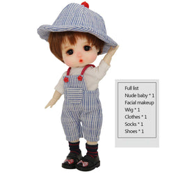 1/8 Puppet Bjd Doll Sd Doll Figurine 16 cm 6.2 Inches Spherical Joint Doll Makeup + Clothes + Wig + Shoes + Hat DIY Toy Surprise Gift