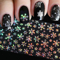 Snowflake Nail Foil Transfers Stickers Holographic Laser Snowflake Nail Art Decals Winter Snowflake Nail Foil for Women Girl Nail DIY Manicure Decoration(1 Sheet)