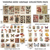 Limmoz Vintage Scrapbook Sticker Pack, 120PCS Aesthetic Washi Decorative Stickers, Antique Plants Mushroom Floral Paper Retro Decals Journaling Supplies for Junk Journal DIY Arts Crafts Notebooks