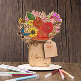 Giiffu Wooden Flower Bouquet Decor Card for Wedding Happy Mother's Day Mom's Birthday Party Home Embellishment, DIY Flower Keepsake Crafts, to loved ones orTeachers or Grandmothers Birthday Gift