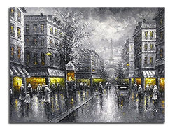 Wieco Art Paris Street View City Canvas Prints Wall Art by Decorative Landscape Oil Paintings Reproduction for Living Room Home Decorations Wall Decor Modern Giclee Contemporary Cityscape Artwork