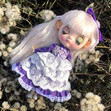 RAVPump BJD Doll Clothes, 4Pcs Purple Lace Dress Clothes Set for 1/6 BJD Doll (No Doll)
