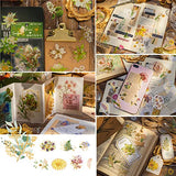 180 PCS Vintage Natural Waterproof Decorative Stickers Transparent Gold Foil Plants Floral Stickers for Scrapbooking Bullet Journaling Junk Journal DIY Art Crafts Album Calendars Notebook