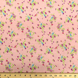 Finch Pink Print Fabric Cotton Polyester Broadcloth By The Yard 60" inches wide