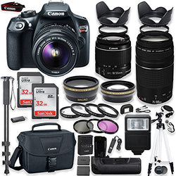 Canon EOS Rebel T6 DSLR Camera with Canon 18-55mm is II Lens & 75-300mm III Lens Kit + Battery Grip