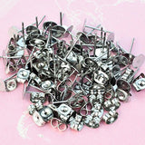 baotongle Stainless Steel Earrings Posts Flat Pad (2 Size) with 100 Pairs Earring Backs for Earring