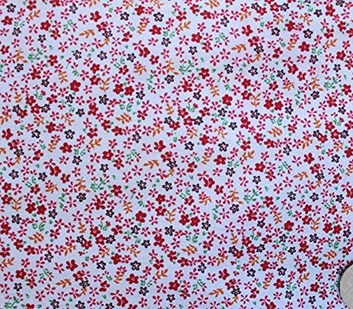 Polycotton Fabric Printed LOBELIA RED / 60" Wide / Sold by the Yard