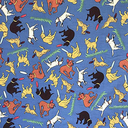 Frisbee Blue Print Fabric Cotton Polyester Broadcloth by The Yard 60" inches Wide