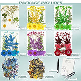 XUXU 146Pcs Dried Pressed Flowers and Butterfly Transparent Stickers Set, Natural Dried Flower Leaves Kit Scrapbook Supplies for Scrapbooking DIY Candle Decoration Resin Jewelry Crafts Making