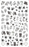 JMEOWIO 10 Sheets Spring Black White Flower Nail Art Stickers Decals Self-Adhesive Pegatinas Uñas Summer Leaf Floral Nail Supplies Nail Art Design Decoration Accessories