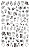 JMEOWIO 12 Sheets Spring Black White Flower Nail Art Stickers Decals Self-Adhesive Pegatinas Uñas Summer Floral Leaf Butterfly Nail Supplies Nail Art Design Decoration Accessories