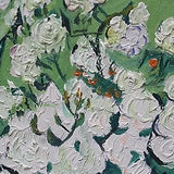 Wall Art Oil Paintings - 100% Hand Painted Vincent Van Gogh White Rose Art Reproduction Modern Indoor Framed Canvas Decorative Paintings Ready to Hang for Living Room Dining Bedroom Office (12x16x1in)