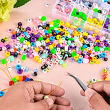 DoreenBow 1000PCS Letter Beads DIY Beads for Kids Color Colorful Acrylic Beads for Children Necklace Bracelet Jewelry Making with Elastic Crystal String Cords.
