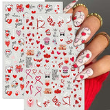 TailaiMei Valentine's Day Nail Stickers, 10 Sheets Self-Adhesive Nail Art Decals for DIY Nail Decorations, Cartoon Design for Teddy Bears, Sexy Breasts (Cartoon Style)