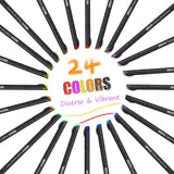 ZSCM 24 Colors Fineliner Pens 0.4mm Fine Point Markers Drawing Pen Set for Bullet Journal Writing Note Taking Calendar Books Art Projects (24 Colors)