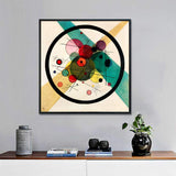 INVIN ART Framed Canvas Giclee Print Art Circles in Circle by Wassily Kandinsky Wall Art Living Room Home Office Decorations(Black Slim Frame,28"x28")