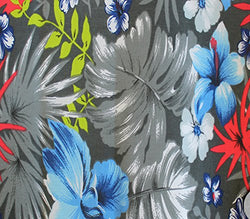 Polycotton Fabric Printed HAWAIIAN GREY / 60" Wide / Sold by the Yard