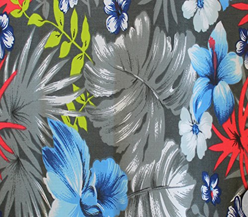 Polycotton Fabric Printed HAWAIIAN GREY / 60" Wide / Sold by the Yard