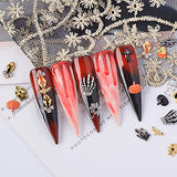 DSHIJIE 240Pcs Halloween Nail Crystal Rhinestones Kit, 3D Witch Pumpkin Bat Sequins for Acrylic Nails, Halloween Party Supplies Glitter Manicure DIY Crafts Decoration