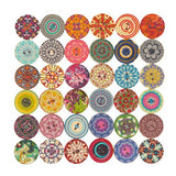 Mahaohao Mixed Random Flower Painting Round 2 Holes Decorative Wood Wooden Buttons for Sewing