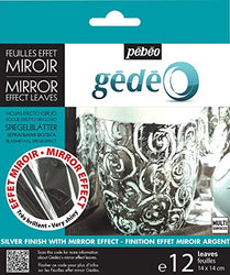 Pebeo 766550 Gedeo Mirror Effect Leaves Adhesive Sheet, Silver
