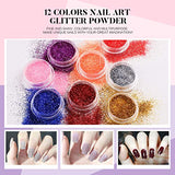 Morovan Acrylic Nail Kit - Glitter Acrylic Powder Monomer Liquid Set Professional Acrylic Powder Set with Everything Supplies Acrylic Brushes Nail Tips Nail Art Decoration Tools DIY Nail Extension