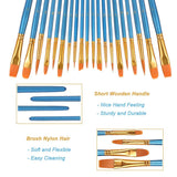 Xubox Pointed-Round Paint Brush Set, 4 Pack 40 Pieces Round Pointed Tip Nylon Hair Artist Detail Paintbrush Set, Acrylic Oil Watercolor Brushes for Face Nail Body Art Craft, Miniature Detailing, Blue
