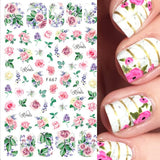 JaoZuyard 8 Sheets Flower Naill Stickers Decals Spring Floral Nail Art Decals 3D Self-Adhesive Nail Art Supplies Accessories Decorations for Women Acrylic Nail Design